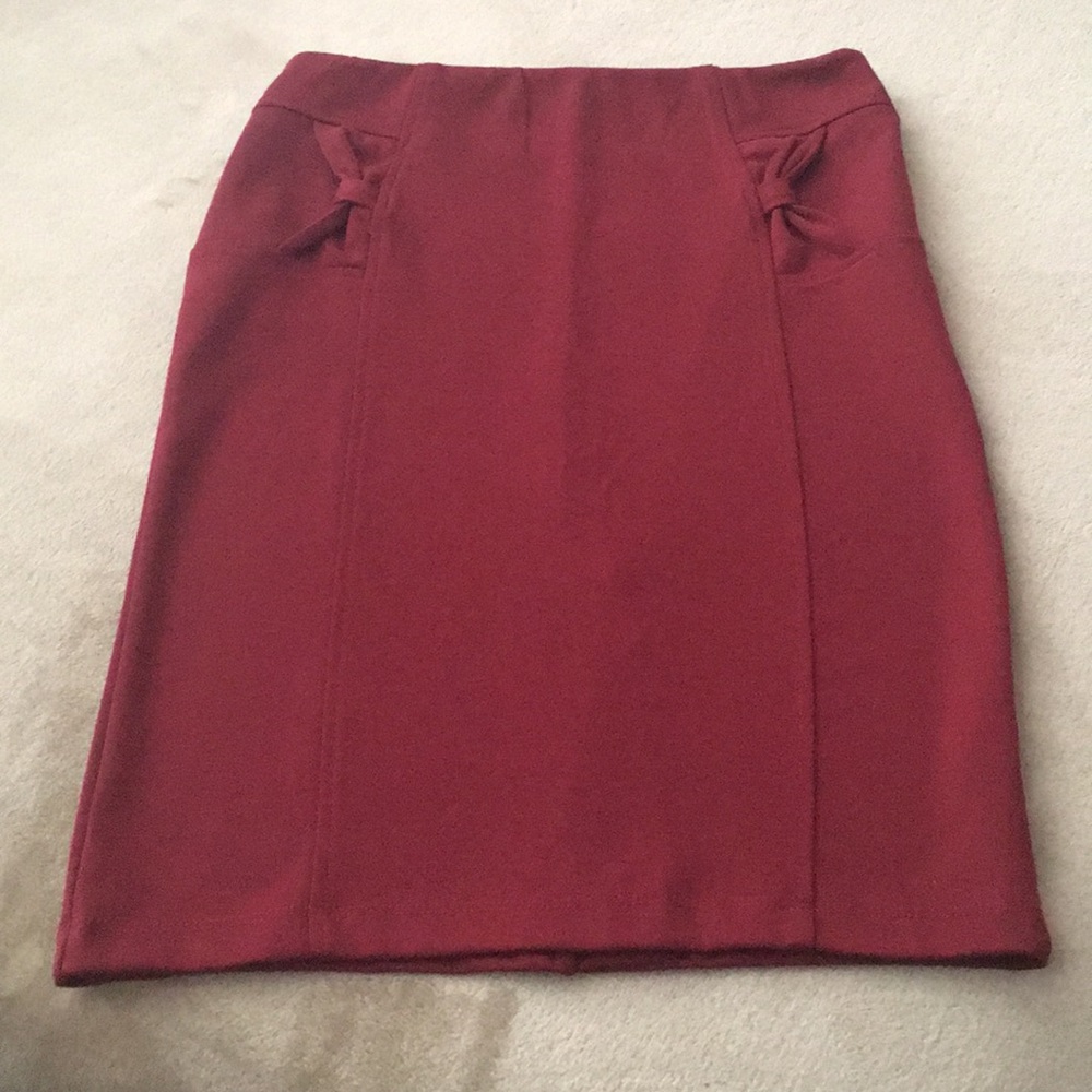 Wine color pencil skirt